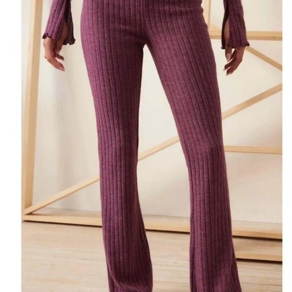 Urban Outfitters Out From Under Lila Lurex Knit Flared Trousers‎ Size Small